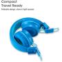 iRAG J01 Kids Headphones Foldable Stereo Tangle-Free 3.5mm Jack Wired Cord On-Ear Headset for Children/Teens/Boys/Girls/iPad/iPhone/School/Kindle/Airplane/Plane/Tablet (Ocean Blue)