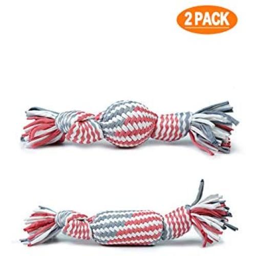 Braided Rope Ball Dog Toy Pet Teeth Cleaning Toy for Chewers Squeak Toysfor Puppy Small Medium and Large Dogs