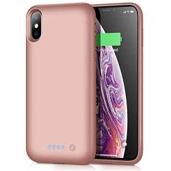 VOOE Battery Case for iPhone Xs MAX, 7800mAh Portable Battery Pack Ultra Rechargeable Smart Case Protective Battery Charging Case for iPhone Xs MAX External Battery Backup Cover(6.5 inch) - Rose Gold