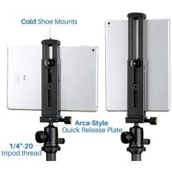 Ulanzi Aluminum Pad Tripod Mount with Cold Shoe Compatible for iPad, Metal Tablet Tripod Adapter Holder with Quick Release Plate 1/4 Screw Mount Universal for iPad Mini/iPad 4/iPad Pro/Surface Pro