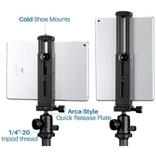 Ulanzi Aluminum Pad Tripod Mount with Cold Shoe Compatible for iPad, Metal Tablet Tripod Adapter Holder with Quick Release Plate 1/4 Screw Mount Universal for iPad Mini/iPad 4/iPad Pro/Surface Pro