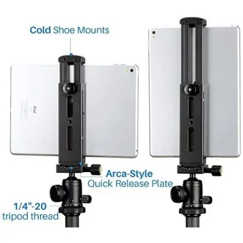 Ulanzi Aluminum Pad Tripod Mount with Cold Shoe Compatible for iPad, Metal Tablet Tripod Adapter Holder with Quick Release Plate 1/4 Screw Mount Universal for iPad Mini/iPad 4/iPad Pro/Surface Pro Ulanzi Aluminum Pad Tripod Mount with Cold Shoe Compatible for iPad, Metal Tablet Tripod Adapter Holder with Quick Release Plate 1/4 Screw Mount Universal for iPad Mini/iPad 4/iPad Pro/Surface Pro