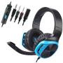 Sades R17 Stereo Gaming Headset for Xbox One PS4 PC, Surround Sound Over-Ear Headphones with Anti-Noise Mic,Volume Control for Laptop, Mac,Smartphone,Games -Black Blue.