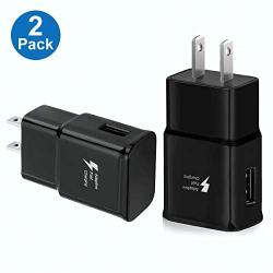 Samsung Adaptive Fast Charging Wall Charger, Hzrfun Samsung Charger Adapter Compatible Samsung Galaxy S10 S9 S8 S7 S6 Plus/Edge/Active, Note 9 Note 8, EP-TA20JBE (2 Pack Black)