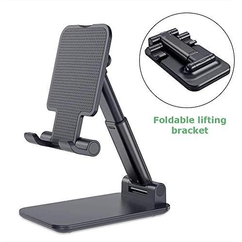 Esonstyle Cell Phone Stand Tablet Stand Foldable Portable Desktop Stand Adjustable Height and Angle Phone Holder for Desk Sturdy Aluminum Metal Stand Compatible with iPhone 11 Pro XS Max XR X Samsung