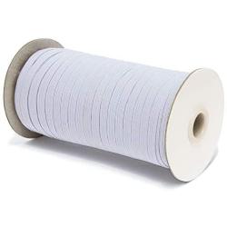 Elastic Bands for Sewing - 100 Yards 1/4 inch Elastic String for Masks - Braided White Elastic Band for Making face Masks and Crafts - High Elasticity Flat 6mm Wide Cord (1/4" 100 Yards)