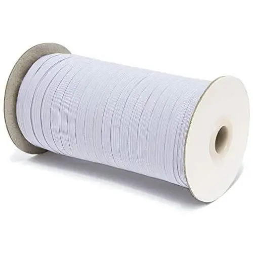 Elastic Bands for Sewing - 100 Yards 1/4 inch Elastic String for Masks - Braided White Elastic Band for Making face Masks and Crafts - High Elasticity Flat 6mm Wide Cord (1/4" 100 Yards)