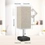 USB Bedside Table Lamp, MOICO Stylish Nightstand Lamp with 2 USB Charging Port and one AC Outlet, Modern Desk Lamp for Bedroom, Living Room, Kids Room, Dorm, Office