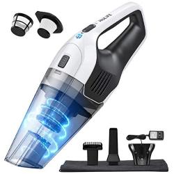 Holife Handheld Vacuum, Hand Vacuum Cordless with Powerful Cyclonic Suction, Handheld Vacuum Cordless Powered with Rechargeable Quick Charge Tech, Lightweight Dry Vac for Home and Car Cleaning (White)