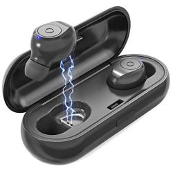 Rokono RSE-160 True Wireless Earphones Headphones, Stereo in-Ear Earbuds with Magnetic Charging Case, Built-in Mic Headset, IPX5 Waterproof, Secure Fit and Easy Pairing for Sport