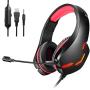 PS5 Gaming Headset Retractable Headband Noise Cancelling MIC for/PC/PS4/Mobile Phone Wired Headphones with LED Light