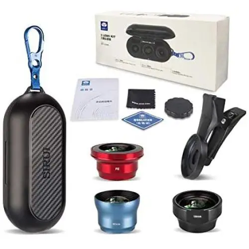 SIRUI 3in1 Lens Kit for Mobile Phones (18mm Wide Angle, 60mm Portrait, 170° Fisheye) made of German Schott Glass and Aluminium Housing SIRUI 3in1 Lens Kit for Mobile Phones (18mm Wide Angle, 60mm Portrait, 170° Fisheye) made of German Schott Glass and Aluminium Housing