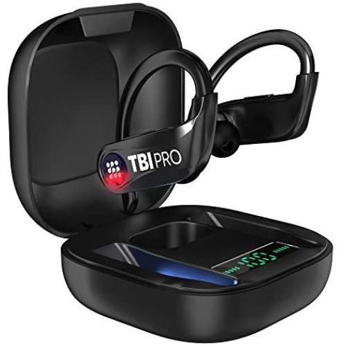 PowerPro Sport 5.0 Bluetooth Headphones - 50 Hours, HD Stereo Earbuds - Powerbeats Pro Style TWS Totally Wireless Ear Buds IPX7 Waterproof in-Ear Buds with Best Mic for iPhone, Running, Gym, Exercise