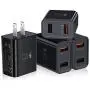 Fast Charge 3.0 USB Charger, Pofesun 4Pack 30W QC 3.0 USB Wall Charger Adapter Adaptive Fast Charging Block Compatible Samsung Galaxy S10 S9 S8 Plus S7 S6 Note 8 9 10,iPhone,LG,Wireless Charger-Black