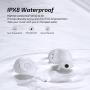 ENACFIRE E60 Bluetooth V5.0 Wireless Earbuds with Wireless Charging Case, 8H Continuous Playtime, IPX8 Waterproof Bluetooth Earbuds for Sports, Apt-X Deep Bass Wireless Headphones, Dual Mics White