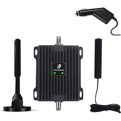 Cell Phone Signal Booster for Car, RV and Truck - Enhance 4G Data and Volte for Verizon, AT&T and T-Mobile - Dual 700MHz Band 12/13/17 Cellular Repeater Antenna Kit for Vehicle