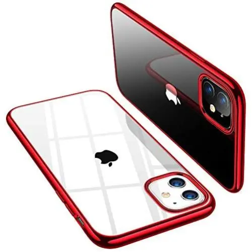 TORRAS Crystal Clear iPhone 11 Case, [10X Anti-Yellowing] Thin Slim [Anti-Scratch] Shockproof Soft TPU Rubber Cover Case for iPhone 11 6.1 inch, Glossy Red