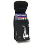 Perilogics Belt Holster for iPhone 11, 11 Pro Max, Xs Max, Xr, 8 Plus with Armor Type Phone Cases. Strong Velcro Closure with Dual Directional Zipper Storage and Credit Card Pocket. (Black/Velcro)