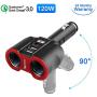 Rocketek Car Charger Adapter, 2 Sockets Cigarette Lighter Splitter with 3 USB Port Fast QC 3.0 Car Adapter 12/24V 120W DC Outlet for iPhone, iPad, Samsung, Google Pixel, Nexus, GPS, Dash Cam