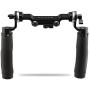 CAMVATE Leather Handle 15mm Rod Shoulder Mount Rig with Rosette Standard Accessory for DSLR(Black,M6 Thread,31.8 mm)