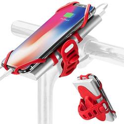 Bone Bike Phone Charger Mount, 2-in-1 Bicycle Phone Holder, Motorcycle Stem Charger Lock, Compatible for iPhone 11 Pro Max Xs Max XR X 8 7 Plus, Galaxy S10 S9 S8 Note 9, Bike Tie Pro Pack - Red