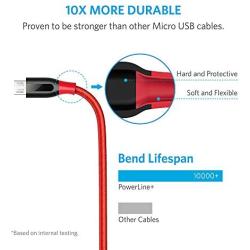 Anker Powerline+ Micro USB (10ft) The Premium Durable Cable [Double Braided Nylon] for Samsung, Nexus, LG, Motorola, Android Smartphones and More