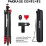 Fufly Phone Tripod,54 inch Adjustable Travel Video Tripod with Smartphone Bluetooth Remote&Cell Phone Mount Holder for Camera GoPro/Mobile Cell Phone iPhone Xs/Xr/Xs Max/X/8/Galaxy Note 9