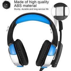 Computer Gaming Headset, Head-Mounted Gaming Headphone, ABS Gaming Headset Lighting Headphone with Microphone for Mobile Phone Computer(Black Blue)