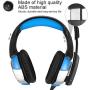 Computer Gaming Headset, Head-Mounted Gaming Headphone, ABS Gaming Headset Lighting Headphone with Microphone for Mobile Phone Computer(Black Blue)