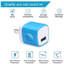 USB Wall Adapter, Charger Cubes, 5Pack 1A Travel Single Port Wall Charger Plug Charging Block Box Compatible iPhone X/XR/8/8 Plus/7/6S Plus, Samsung Galaxy S10e S10 S9 S8 Plus/S7/Note 10/9/8, LG G8 G7