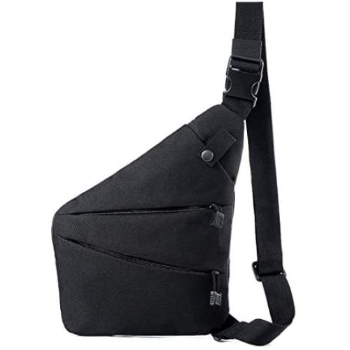 Fashion Left/Right Hand Shoulder Crossbody Bag, Sling Backpack,Multifunction Crossbody Bag for Outdoor Cycling Hiking Travel (Black, Right Hand)