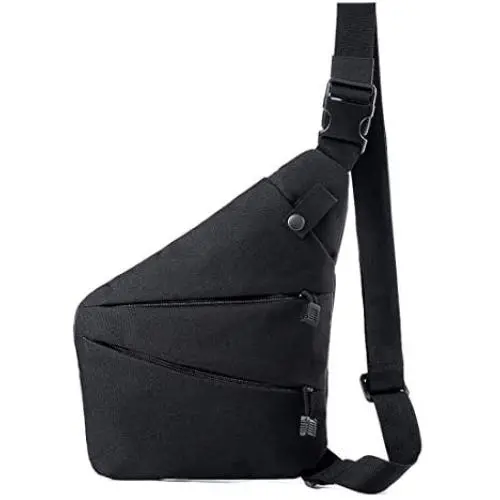 Fashion Left/Right Hand Shoulder Crossbody Bag, Sling Backpack,Multifunction Crossbody Bag for Outdoor Cycling Hiking Travel (Black, Right Hand)