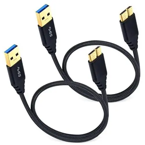 Besgoods 2-Pack 1.5 ft/50cm Short Braided Super Speed Micro USB 3.0 Cable - USB Type A Male to Micro B Cable for External Hard Drive, Samsung Galaxy S5, Galaxy Note 3, Black Besgoods 2-Pack 1.5 ft/50cm Short Braided Super Speed Micro USB 3.0 Cable - USB Type A Male to Micro B Cable for External Hard Drive, Samsung Galaxy S5, Galaxy Note 3, Black
