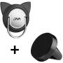 Cat Ring Phone Holder with Magnetic Car Mount Magnet, Cute Phone Finger Kickstand Ring for Car Air Vent Mount, 360 Rotation Phone Grip Stand Compatible for iPhone Xs Max/XR/XS (1 Set,Black)