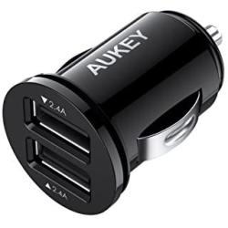 Car Charger, AUKEY Mini USB Cell Phone Car Aapter 24W/4.8A Flush Fit Dual Port for iPhone 11/11 Pro / 11 Pro Max, Samsung S10 Note 10, Google 4XL and More