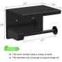 Leolee Toilet Paper Holder with Shelf, Self Adhesive Toilet Paper Roll Holder, Wall Mounted No Drilling, Stainless Steel Tissue Roll Dispenser Storage for Bathroom Kitchen Washroom (Black)