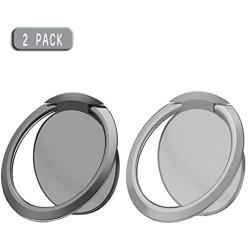 Phone Ring Holder for Cell Phone, Finger Kickstand Phone Ring Stand Grip for Phone Case Compatible with All Smartphone Black and Gray