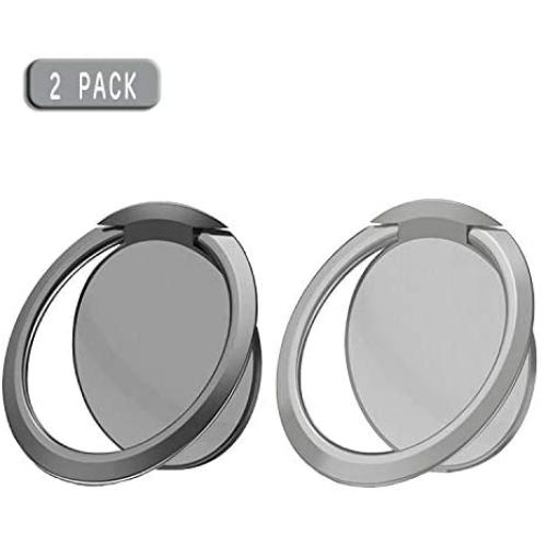 Phone Ring Holder for Cell Phone, Finger Kickstand Phone Ring Stand Grip for Phone Case Compatible with All Smartphone Black and Gray