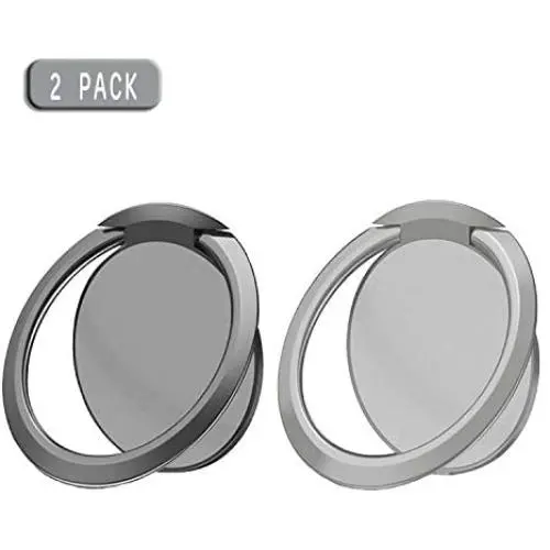 Phone Ring Holder for Cell Phone, Finger Kickstand Phone Ring Stand Grip for Phone Case Compatible with All Smartphone Black and Gray