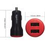 AmazonBasics Dual-Port USB Car Charger Adapter for Apple and Android Devices, 4.8 Amp, 24W, Black and Red