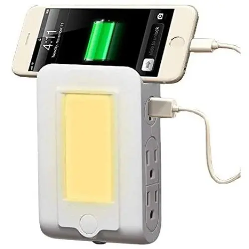 USB Wall Charger, 4 - AC Power Outlet Adapter Plug + Quick Charge Dual USB Ports Charging Station + Dusk to Drawn Sensor Night Light for iPhone 6 Plus/6/5S/5C/5/4S iPad Pro/Air/Mini Smartphone, Tablet USB Wall Charger, 4 - AC Power Outlet Adapter Plug + Quick Charge Dual USB Ports Charging Station + Dusk to Drawn Sensor Night Light for iPhone 6 Plus/6/5S/5C/5/4S iPad Pro/Air/Mini Smartphone, Tablet