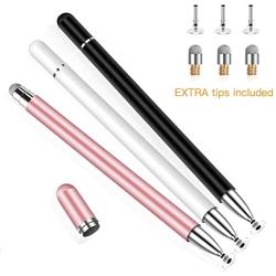 Stylus for iPad Pencil(3Psc), Lezgo 2 in 1 Universal Disc Stylus Touch Screen Pens for Touch Screens Apple/iPhone/Ipad pro/Mini/Air/Android/Surface All Capacitive Touch Screens-White/Black/Pink