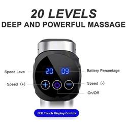 Percussion Massage Gun 20 Speeds Muscle Deep Tissue Massager Gun for Deep Relaxation, Cordless Handheld Electric Body Massage Device