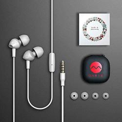 in Ear Headphones, Wired Noise Isolation Earbuds with Microphone and in-line Remote Control, Earphones in Fashion Color Compatible with iPhone iPad Android Smartphones(White)