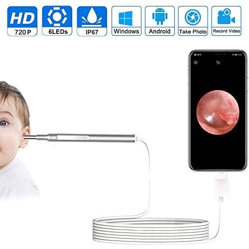 2020 Upgraded HD Ear Camera Digital Otoscope 3.9mm Ear Scope Waterproof Visual Ear Endoscope Earwax Removal Kit with 6 LED Lights for Android, Windows PC and Mac