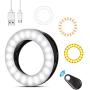 Disnadda Selfie Ring Light,3 Lighting Modes Rechargeable Clip on Selfie Fill Light with 40 Led for iPhone Laptop Android Smart Phone Photography, Camera Video, Girl Makes Up(Black)
