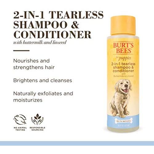 Burt’s Bees for Puppies Tearless 2 in 1 Shampoo and Conditioner  | Dog Shampoo and Dog Conditioner Soothes and Softens Dog Fur | Natural Dog Shampoo for All Dogs