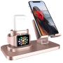 Fingic 3 in 1 Charging Stand for iWatch Series 5/4/3/2/1, Universal Desktop Stand Holder Station for Airpods 2/1,Apple Watch,iPhone 11 Xs Max XR X 8 7 Plus 6s Android Smartphone iPad Tablet, Rose Gold