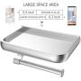 Homemaxs Toilet Paper Holder with Shelf, Anti-Rust Aluminum Toilet Roll Holder with Phone Shelf for All Mobile Phone, Wall Mounted Bathroom Tissue Holder for Smartphone and Flushable Baby Wipes