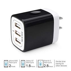 Wall Charger, Ailkin 3.1A MultiPort Fast Charger Plug, Travel Home Power Adapter Block Base Replacement for Phone X/8/7/7 Plus/6s/6s Plus, Pad Pro/Air 2/Mini 3/Mini 4, Samsung S9/S8, More(3 Pack